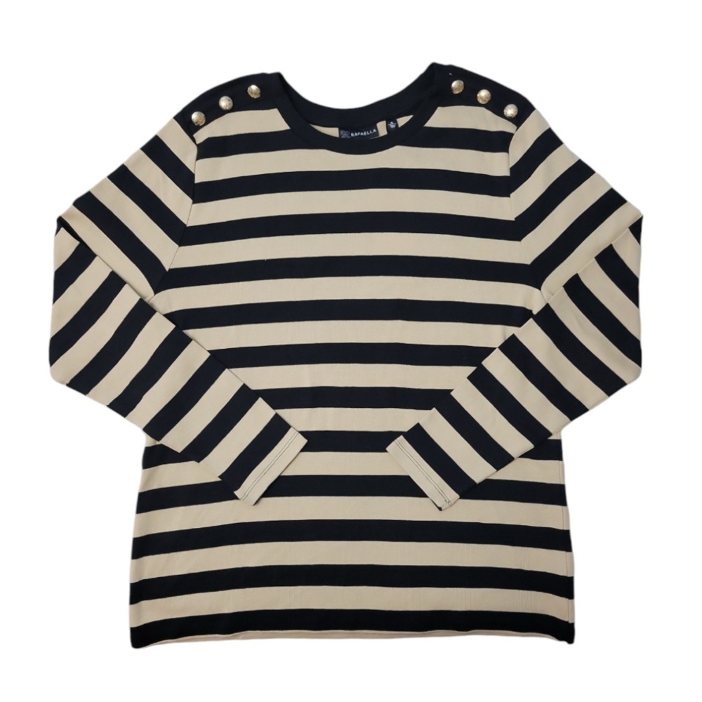 Rafella beige black stripe top